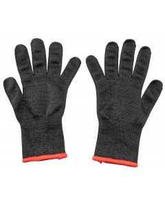 TableCraft 11207 The Protector Ambidextrous Blended Material Cut Resistant Glove - Black w/ Red Wrist Band - X-Small - 1/Pair