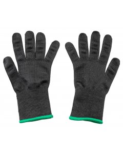 TableCraft 11209 The Protector Ambidextrous Blended Material Cut Resistant Glove - Black w/ Green Wrist Band - Medium - 1/Pair