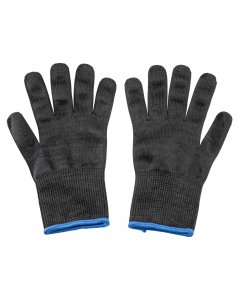 TableCraft 11210 The Protector Ambidextrous Blended Material Cut Resistant Glove - Black w/ Blue Wrist Band - Large - 1/Pair