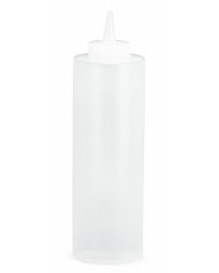 TableCraft 112C-1 Standard Polyethylene Squeeze Bottle with Cone Tip And Natural Top 12 oz. - Clear