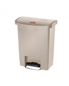 Rubbermaid 1883456 Slim Jim Resin Rectangular Front Step-On Trash Can 8 Gal. - Beige