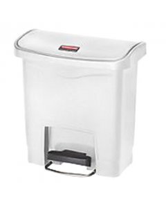 Rubbermaid 1883554 Slim Jim Resin Rectangular Front Step-On Trash Can 4 Gal. - White