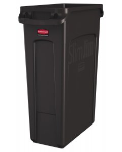 Rubbermaid 1956187 Vented Slim Jim Rectangular Waste Container / Trash Can 23 Gal. - Brown