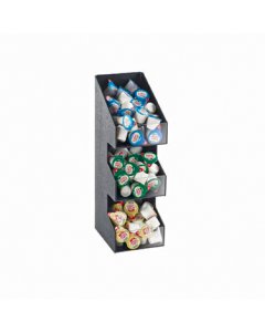 Cal-Mil 2053 Classic Three Tier Black Condiment Organizer / Display with Clear Bin Fronts 5_1/4" x 6_3/4" x 16"
