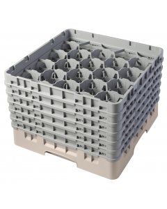  Cambro Glass Rack 20 Comp, 6 Extenders Soft Gray