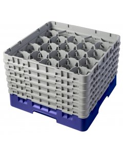 Cambro Glass Rack 20 Comp, 6 Extenders Gray/Blue