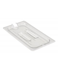 Cambro 30CWCHN135 Camwear Polycarbonate Food Pan Lid with Handle & Spoon Notch - 1/3 Size - Clear