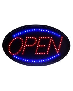 Alpine Industries 497-02 Horizontal Hanging Flashing LED Oval "Open" Sign with (1) Pattern 14" x 23"