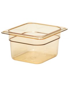Cambro 64HP150 H-Pan High Heat Plastic Food Pan 4" Deep - 1/6 Size - Amber
