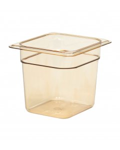 Cambro 66HP150 H-Pan High Heat Plastic Food Pan 6" Deep - 1/6 Size - Amber