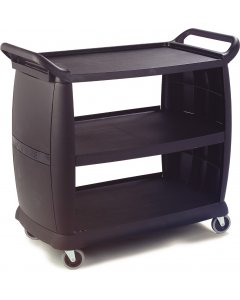 Carlisle CC224303 42"L Polymer Bus Cart w/ (3) Levels, Shelves, Black 