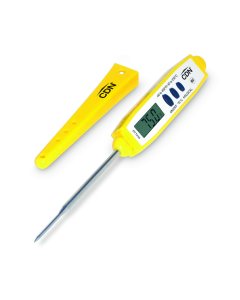 CDN DTT450 Waterproof Thin Tip Digital Probe / Pocket Thermometer with 2-3/4" Stem - Yellow - -40 to 450 Degrees F