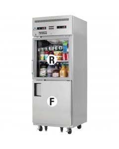 Everest Refrigeration EGSDH2 1-Section One Glass/One Solid Half Door Reach-In Dual Temp Refrigerator/Freezer Combo 30" - 115V