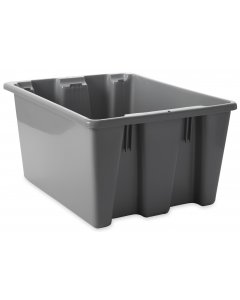 Rubbermaid FG172100GRAY Stack and Nest Palletote Polyethylene Storage / Tote Box 19-1/2"W x 15-1/2"D x 10"H - 1-5/16 cu. ft. - Gray