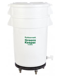 Rubbermaid FG263600WHT BRUTE Greenskeeper Vegetable Crisper Container with Lid and Dolly 32 Gal. - White