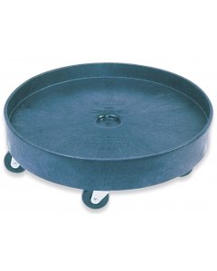 Rubbermaid FG265000BLA Round Plastic Universal Drum Trash Can Dolly with flat Center 24-3/8"D x 7-1/7"H - Black - 500 lb/Capacity