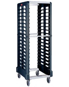 Rubbermaid FG332000BLA Max System Heat-Resistant Plastic End Load Mobile Food Boxes / Sheet Pan Rack 67-7/8"H -18 Pan/Capacity - Black - Unassembled