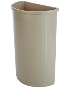 Rubbermaid FG352000BEIG Untouchable Half Round Container / Trash Can 21 Gal. - Beige