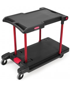 Rubbermaid FG430000BLA Foldable 2-Level Convertible Utility Cart and Platform Truck with Raised Ledges 45-1/5" x 23-4/5" x 34-2/5"H - Black - 400 lb Capacity