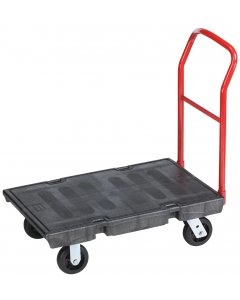 Rubbermaid FG440300BLA Single Handle Heavy-Duty Platform Truck with Tie Downs 36" x 24" - Black - 1000 lb. Capacity