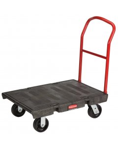 Rubbermaid FG440600BLA Single Handle Heavy-Duty Platform Truck with Tie Downs 36" x 24" - Black - 2000 lb. Capacity