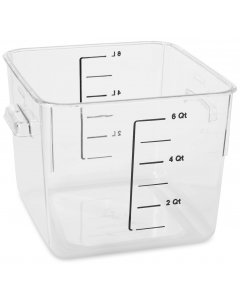 Rubbermaid FG630600CLR Space Saving Polycarbonate Square Food Storage Container 6 Qt. - Clear