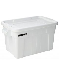 Rubbermaid FG9S3100WHT BRUTE Bus Box / Tote with Lid 16-1/2" x 27-7/8" x 10-7/10" - 20 Gal./Capacity - White