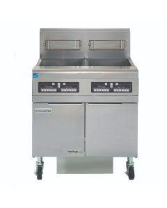 Frymaster FPPH255 H55-Series High-Efficiency Two Bank Natural Gas Floor Fryer with Built-In Filtration 31-3/8" - Holds (2) 50 lbs - 160,000 BTU