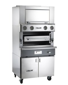 Vulcan VIR1BF V Series Upright Infrared Natural Gas Broiler w/ 4 Burners, Finishing Oven and Cabinet Base 36" - 100,000 BTU