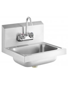 Culitek HS-12 Stainless Steel Wall Mount Hand Sink with Splash Mount Faucet and 8" x 10" x 5" Deep Bowl