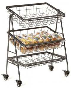 GET IR-2010-MG Urban Renewal Metal Rectangular 3-Tier Mobile Merchandiser Stand 21-1/2"W x 12-1/4"D x 25-3/4"H - Gray