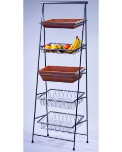 GET IR-906 POP Powder Coated Iron Rectangular 5-Tier Tilted Pane Stand 23-1/2"W x 14"D x 64"H - Gray