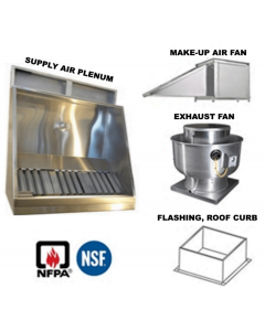 JRSVHSP5-PFF 5ft Jean's Shallow Front Vent Hood with Plenum, Exhaust Fan, Make-up Air Fan and Flashing 