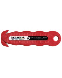 San Jamar KK401 Klever Kutter Disposable Box Cutter with Recessed Blade & Ergonomic Contour Handle - Red
