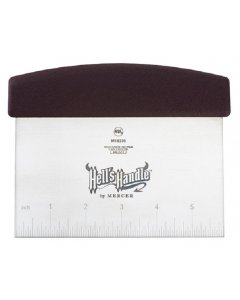 Mercer Culinary M18370 Hell's Handle Bench Scraper / Ruler High Heat Dough Cutter / Scraper with Burgundy Textured Handle and 3-1/2" x 5-7/8" Stainless Steel Blade 5" x 6"OA