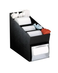 Dispense-Rite NLO-LDNH Countertop Lid, Straw & Condiment Organizer with Napkin Dispenser - Black - fits Full Fold Napkin Sizes 4-1/2" to 5" x 6-1/2"