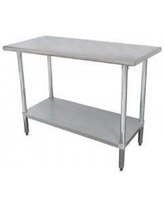Advance Tabco SS-308 Premium Series Stainless Steel Flat Top Work Table with Adjustable Undershelf 96" x 30"