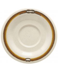 GET SU-2-RD Diamond Rodeo Melamine Saucer for C-108, TM-1208, and TM-1308 5-1/2" -  Ivory w/ Brown Rim - 48/Case