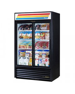 True GDM-41-HC-LD Black 2 Glass Slide Door Refrigerated Merchandiser 48" - 115v
