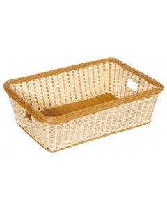 GET WB-1517-TT Designer Polyweave Plastic Bread & Bun Rectangular Basket 23" x 17" x 7"H - Two-Tone - 6/Case