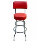 AAA Furniture Wholesale DRB/BACK Swivel Seat Bar Stool with Back & Double Footring 41"OAH Black Vinyl