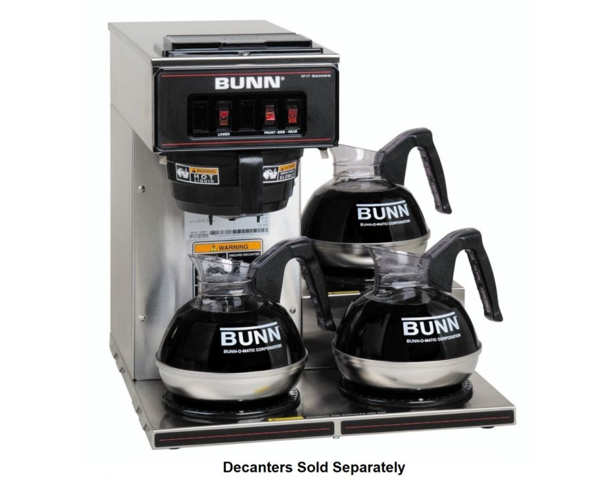 Bunn VP17-3 Pourover Coffee Brewer 3 Lower Warmers Stainless 13300.0003