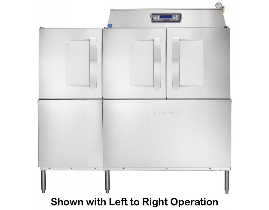 Hobart CLPS66EN BAS BUILDUP 1 Tank High Temp Conveyor Dishwasher with Power Scrapper 202 racks hr 208v 3 15 kW