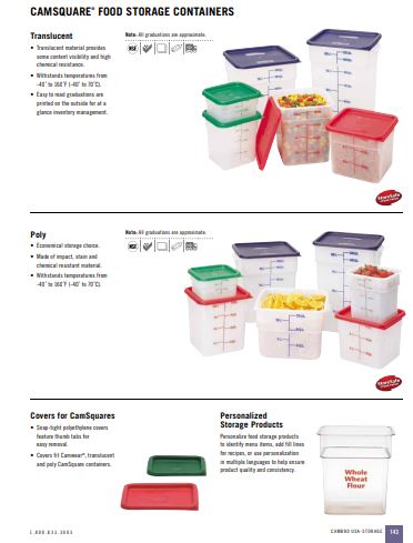 Cambro SFC12453 CamSquare® Blue Polyethylene Lid for 12, 18, & 22 qt.  Containers 