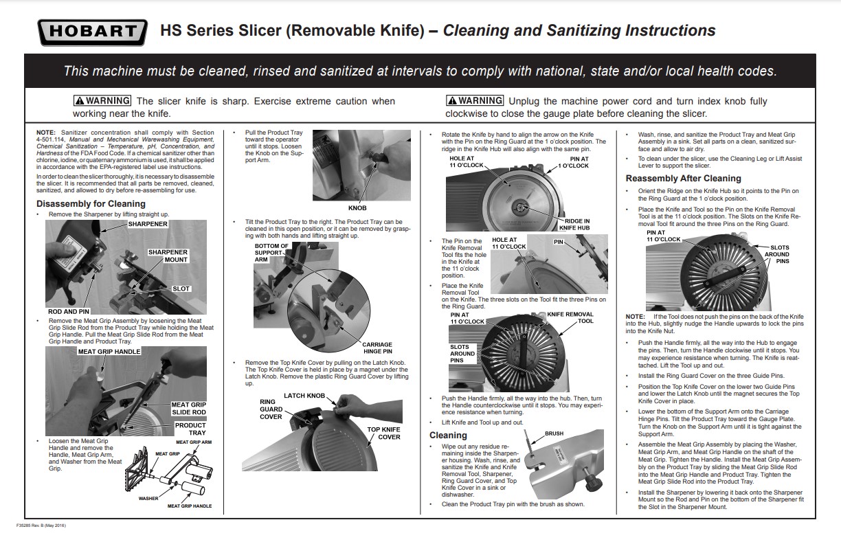 Hobart HS6-1 13 Manual Slicer with Removable Knife